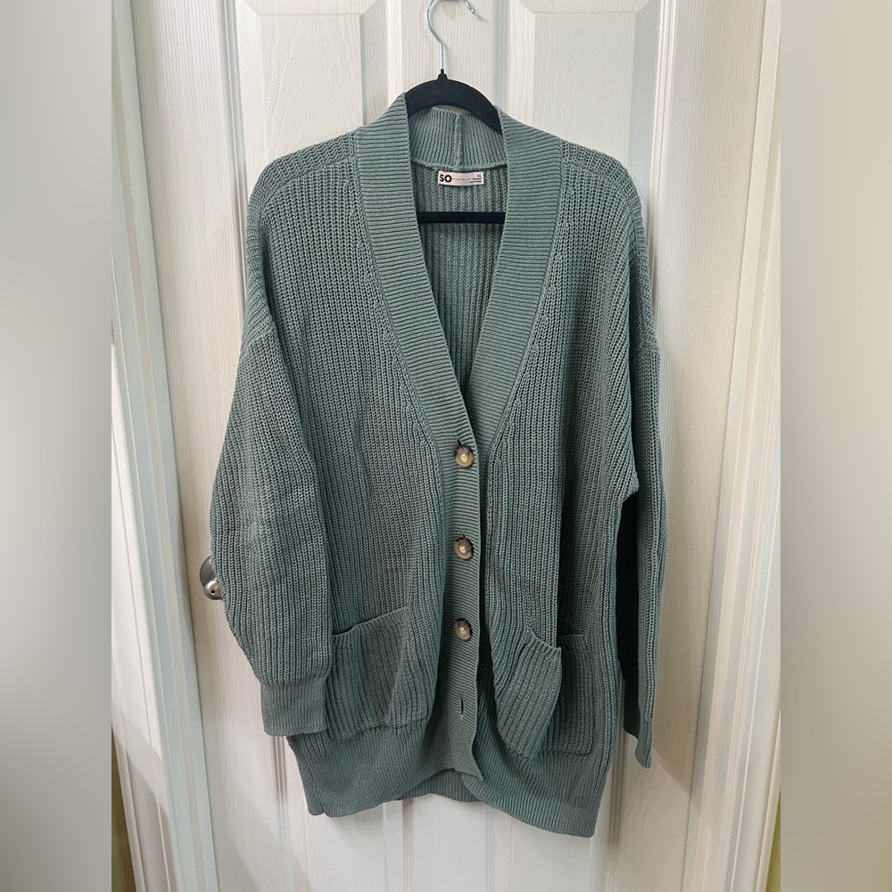 SO Women's Teal Button-Up Cardigan EUC Size XL